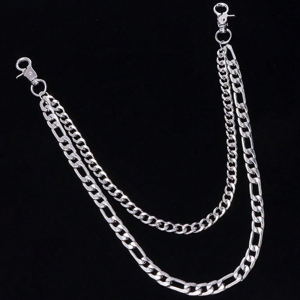 Europese en Amerikaanse Accessoires, Eenvoudige Mode Ketting Accessoires, Taillekettingen, Punk Trendy Meerlaagse Jeanskettingen voor Mannen en Vrouwen zilver