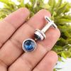 London Blue Topaz Gemstone 925 Sterling Silver Handmade Cufflinks 0.51" For Gift CL-3-6
