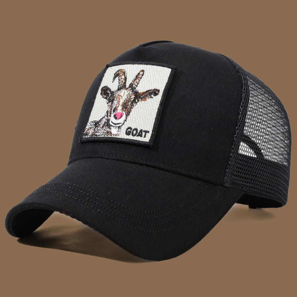 Unisex Trucker Cap with Goat Embroidery & Applique - Ideal for Daily Casual Wear, Sports and Travel