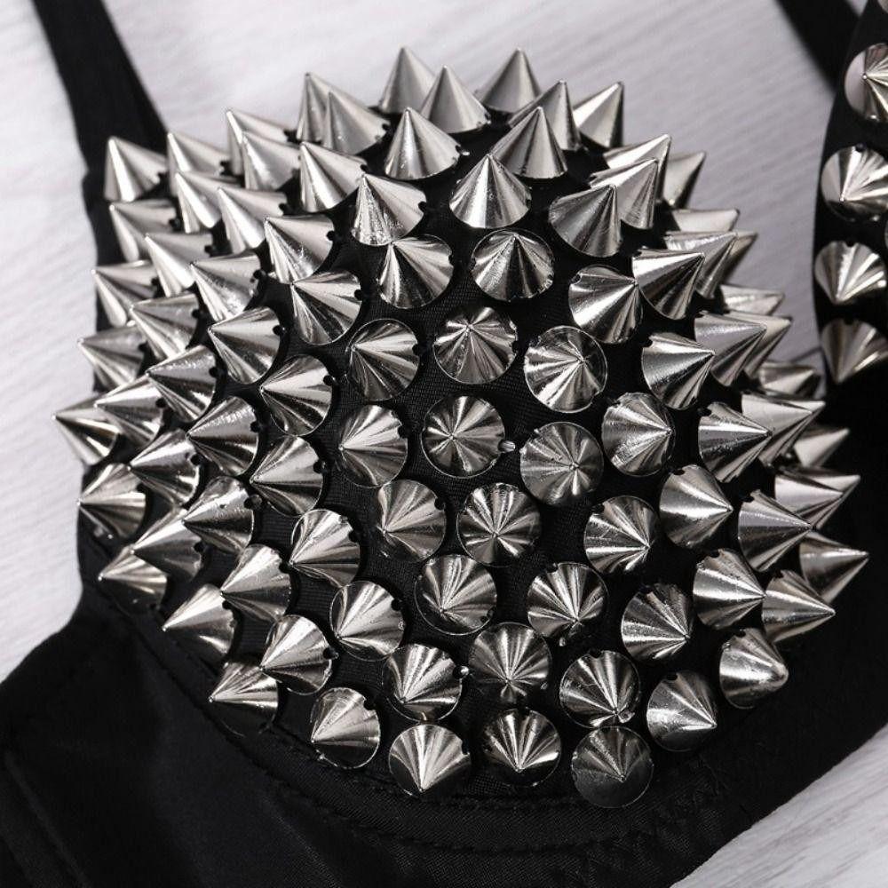 Punk Push Up Bra Deep-V Underwear for Women Fashion Y2k Rivet Bra Girl
