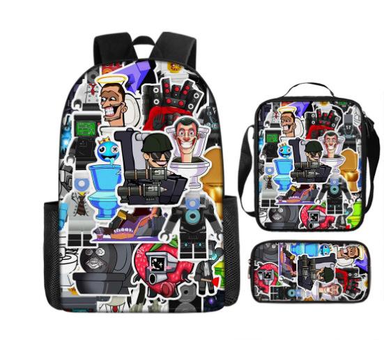 Skibidi toiletman schooltas titan monitorman rugzak schoudertas etui driekoppige set