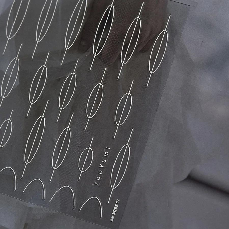 Punk Irregular Lines Metal Silver Stripe Lines Rhinestone 5D Nail Art Sticker Self Adhesive Decoration Manicure Decal DIY
