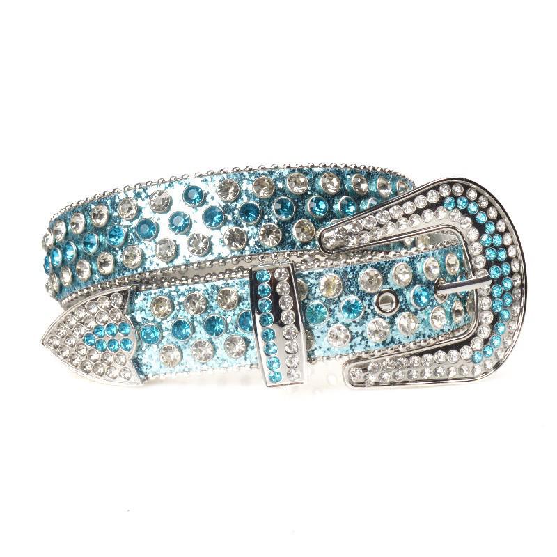 Vintage Rhinestone Sparkly Punk Belt with High-End Pin Buckle