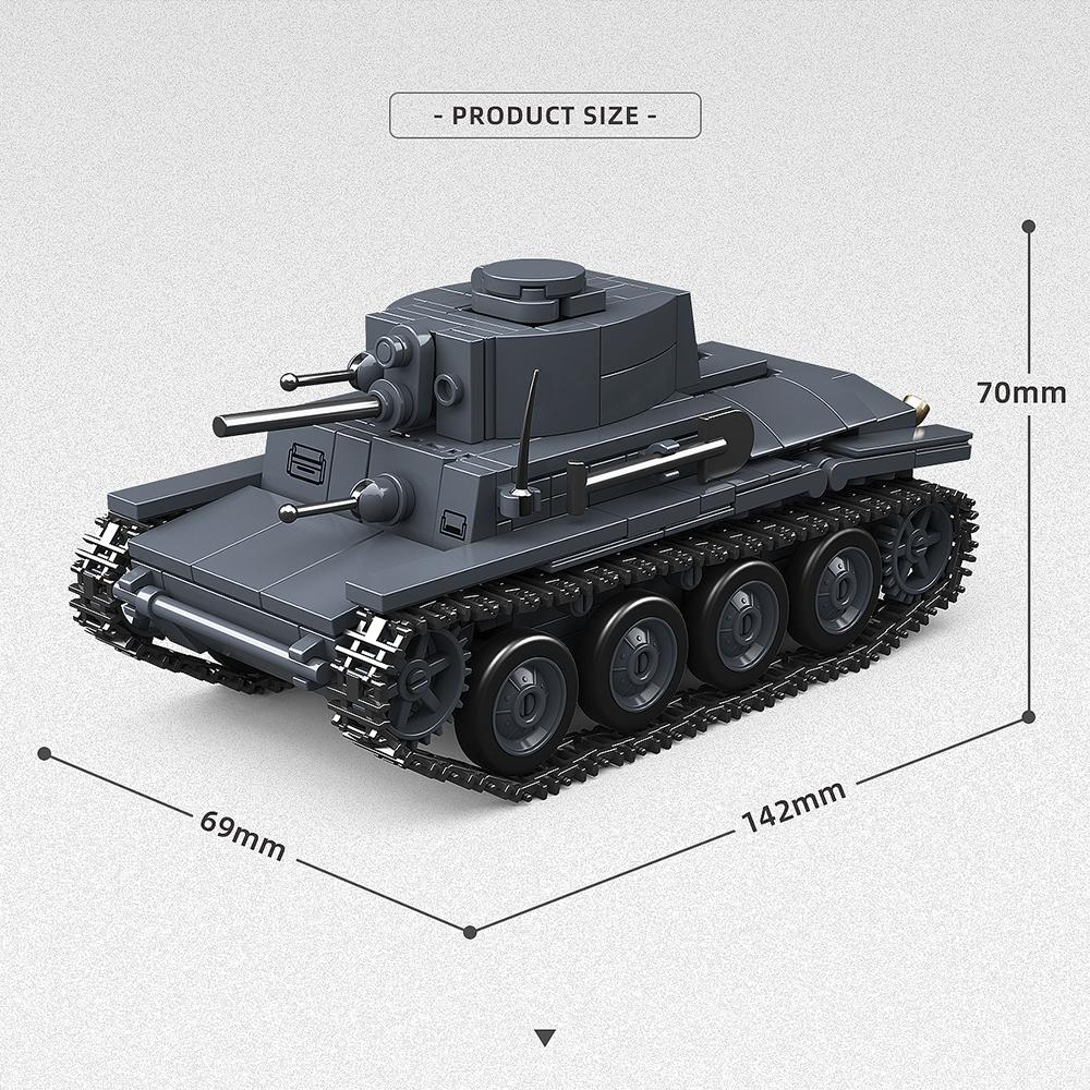 

NEW 400Pcs 38T-A Light Tank World War II Motorcycle German off-road Truck Bricks Assembly Model Building Blocks Boy Toy Car Gift