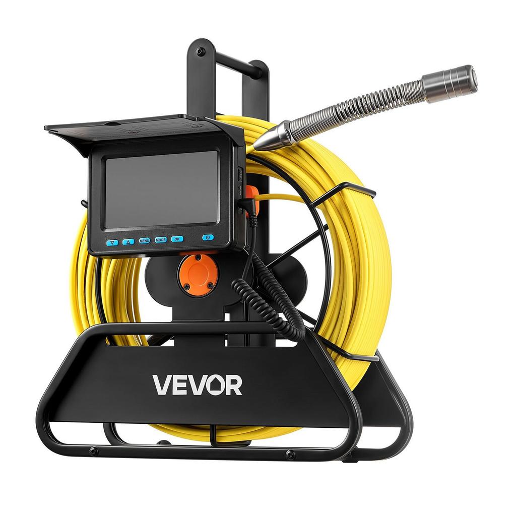 Sewer Camera, 50m, Self-Leveling Drain Inspection Camera with 1080P HD Screen, IP68 Waterproof Snake Plumbing Cameras with Lights - 12 LEDs & 16GB