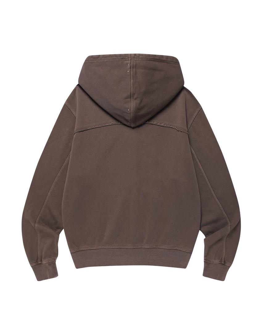 Thevinylhouse Dyed Hoodie Zip-Up Brown