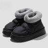 Thick Heels Women Winter Cotton Shoes Waterproof PU Leather Chunky Platform Non-slip Outdoor Warm Plush Couples Snow Boots