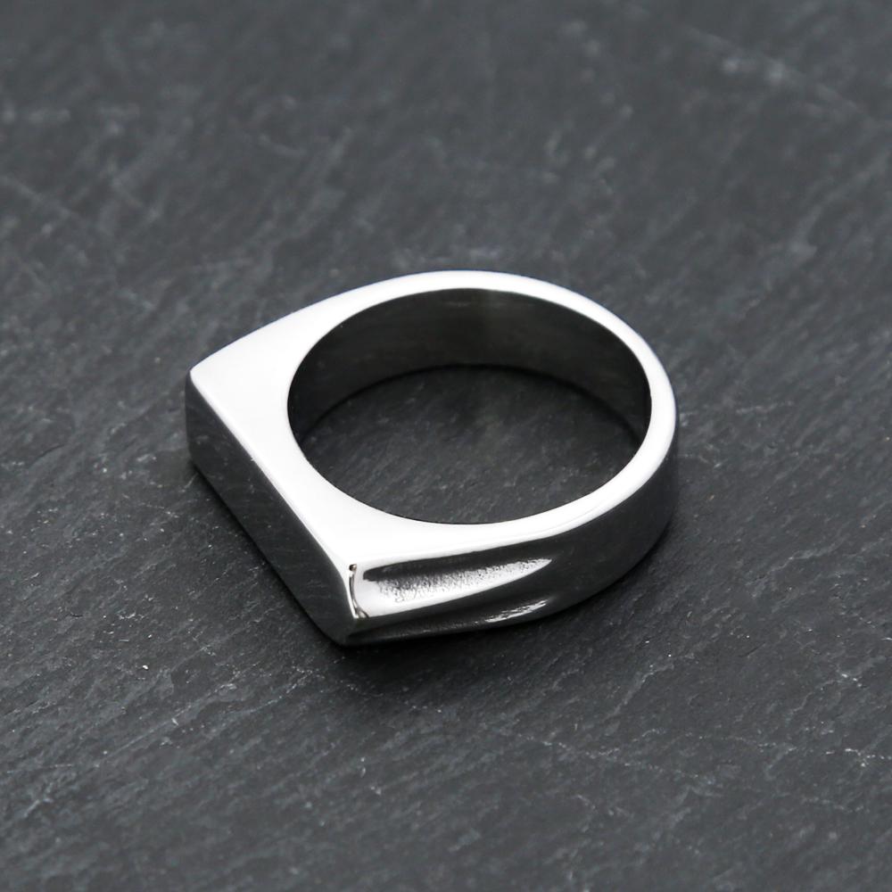 Fashion 316L Stainless Steel Simple Rings For Men Women Punk Hip Hop Square Band Flat Top Signet Ring Charm Party Jewelry Gifts