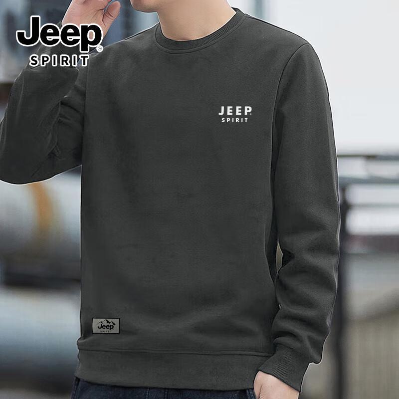 JEEP SPIRIT Men's Loose-Fit Round Neck Sweatshirt