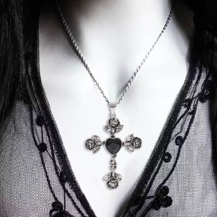 Unique Style Thorn Knotted Rose Crosses Pendant Necklace for Daily Wear Parties