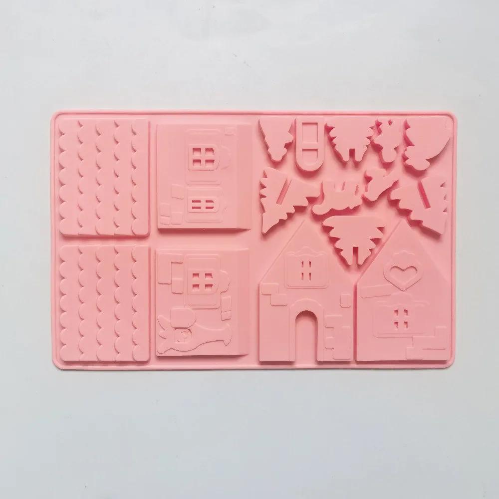

1 шт. Рождественский домик строительный блок шоколад силиконовая форма украшение торта своими руками пряничный домик форма печенья трафарет для выпечки