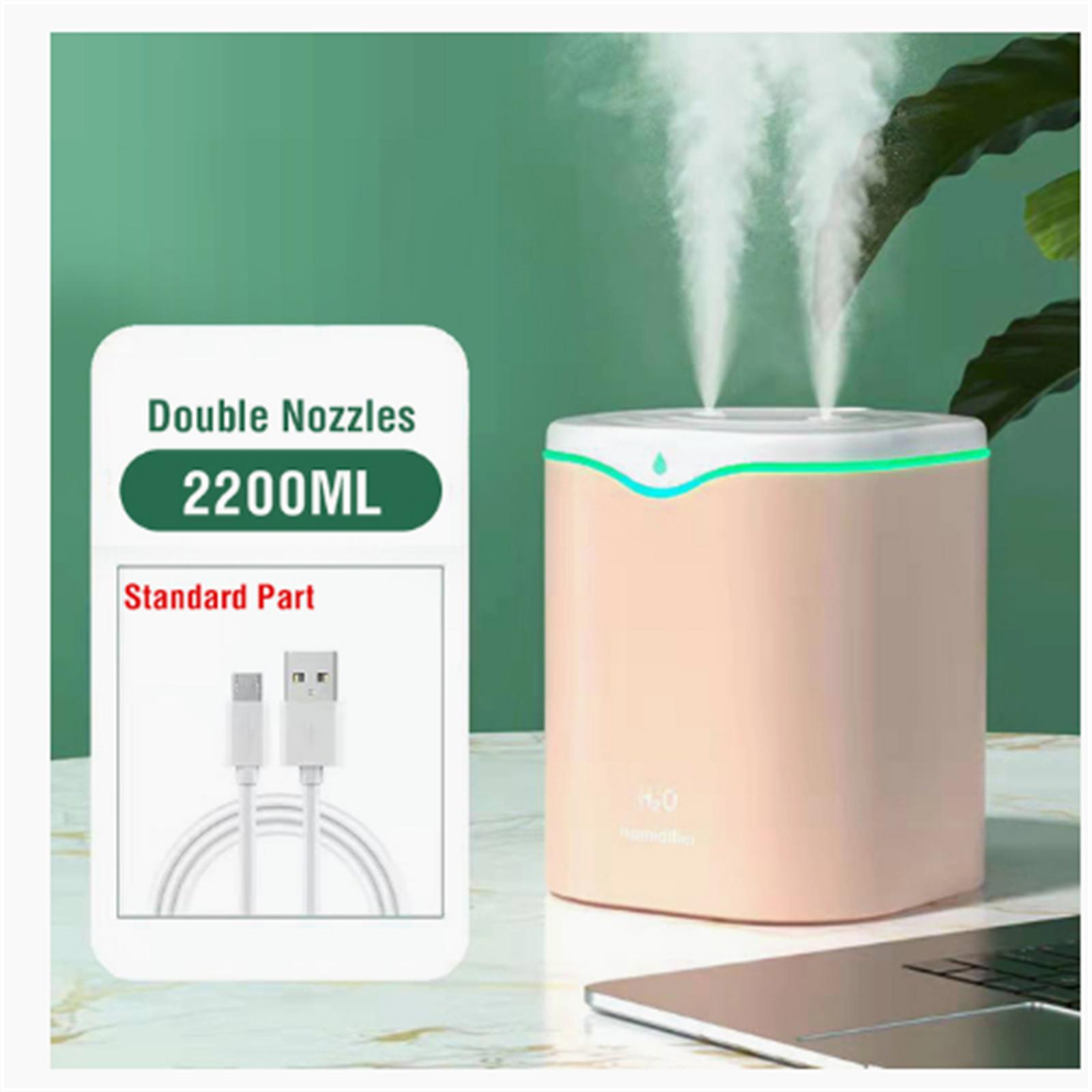 2200ml Double Spray Air Humidifier Ultrasonic Essential Oil Diffuser With 2200ml Water Tank For Home Office Bedroom pink