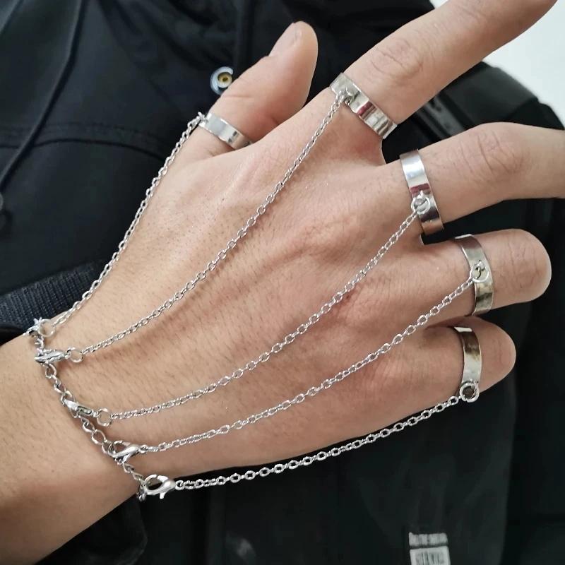 Braccialetto Anello Mano Delicato Placcato Oro Catene a Maglia Fatte a Mano Braccialetti a Pettorina Gioielli per Mano da Donna Regalo Trendy