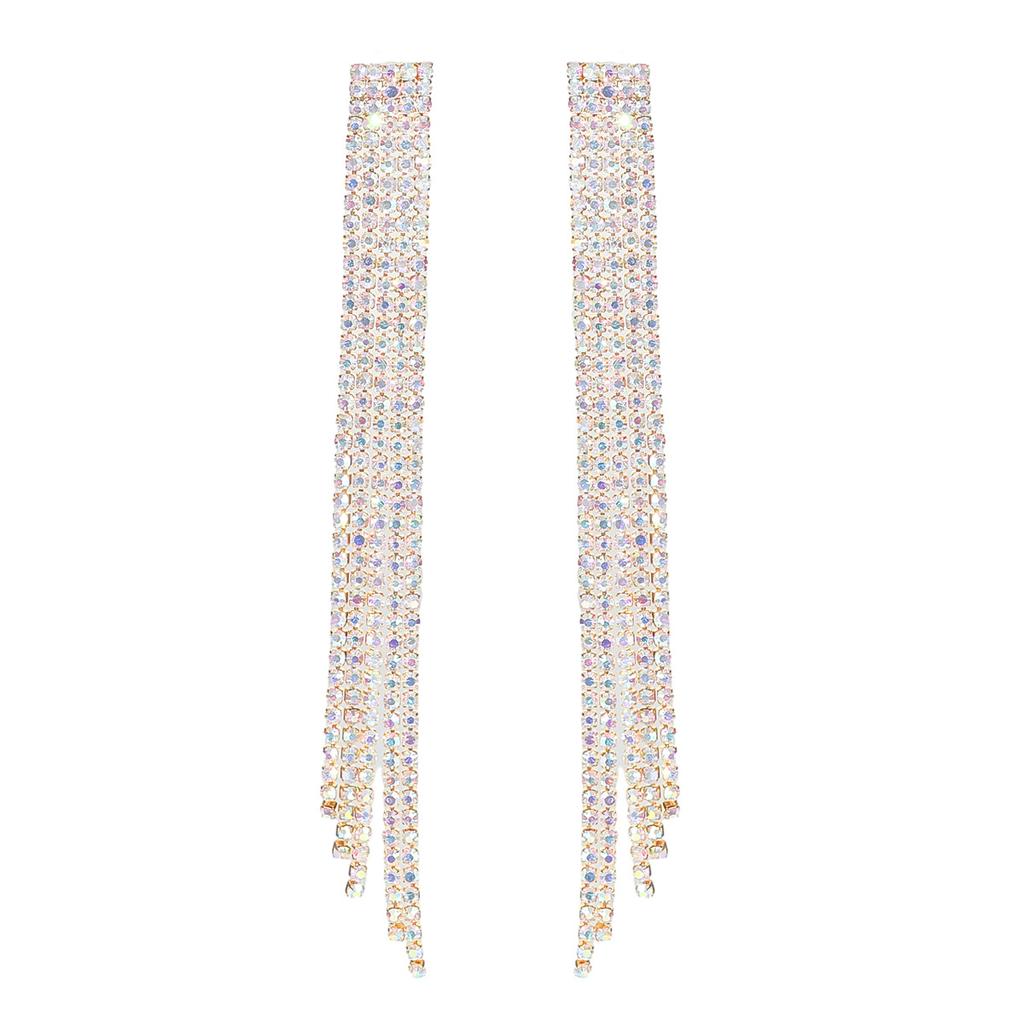 Luxury Super Flash Rhinestone Long Fringed Earrings for Women
