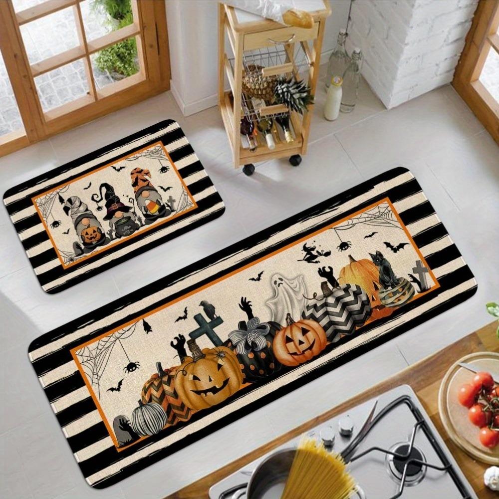 1PC Halloween skull Kitchen Rug Non-Slip Door Mat Pop design Bathroom Rug Bath Mat Carpet for Home Sink Laundry Decor