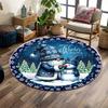 Gnome with Snowman Winter Scene Print Round Rug, Living Room, Bedroom, Playroom Carpet, Non Slip Floor Mat, Gift