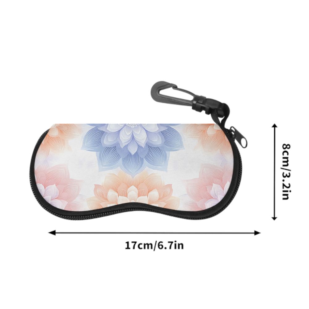 2D-Elegant Floral Printed Eyewear Pouch, Protective Sunglasses Case for Women, Portable Soft Fabric Glasses Holder, Lightweight Travel Organizer Acces