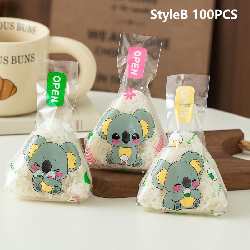 50/100 Pcs Cartoon Capybara Koala Triangle Rice Ball Packaging Bag Nori Onigiri Sushi Bag Sushi Making Mold Bento Accessories