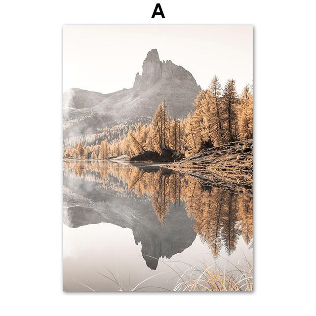 

Бежевый камышовый цветок, лес, горное озеро, настенная живопись на холсте, постеры на скандинавскую тему и принты, настенные панно для декора гостиной 21cm×30cm NoFrame