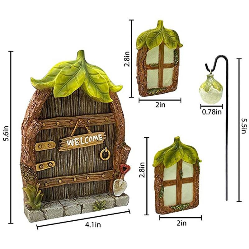 Fairy Window and Door Hangers, Resin, Courtyard Garden, Shining Fairy Window and Door, Tree Hangers, Tree Decoration