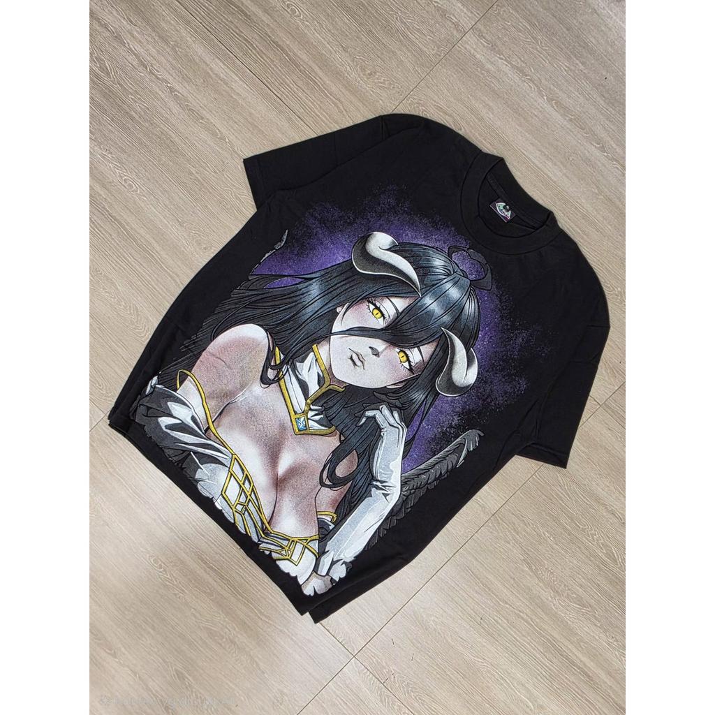 Anime Overlord Albedo Graphic T-shirt DTF Printing Tee Men Women Cotton Oversized High Street Bootleg Style Short Sleeve Female Male Clothing