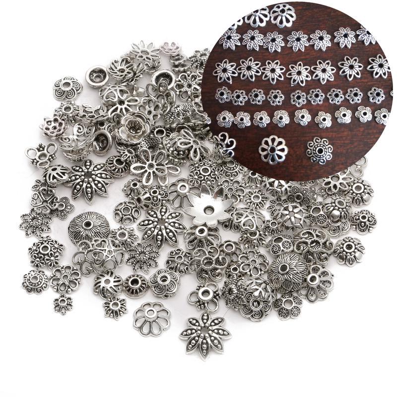 

Смешанные тибетские серебряные бусины-проставки для аксессуаров для изготовления ювелирных изделий