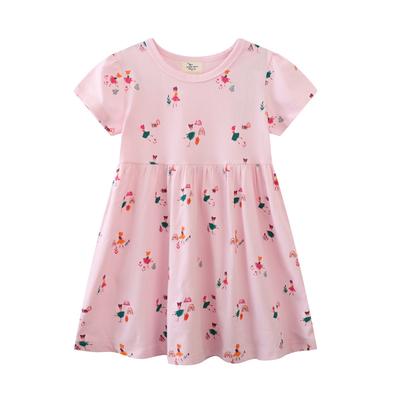 Girls Dress Summer New Short Sleeve Girls Knitted Skirt