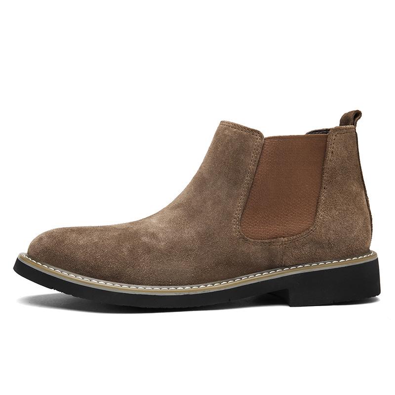 Autumn and Winter High Shoes Men's Large Size Velvet Cotton Shoes Leather Boots Short Boots Snow Boots Martin Boots Men's Genuine Leather Chelsea