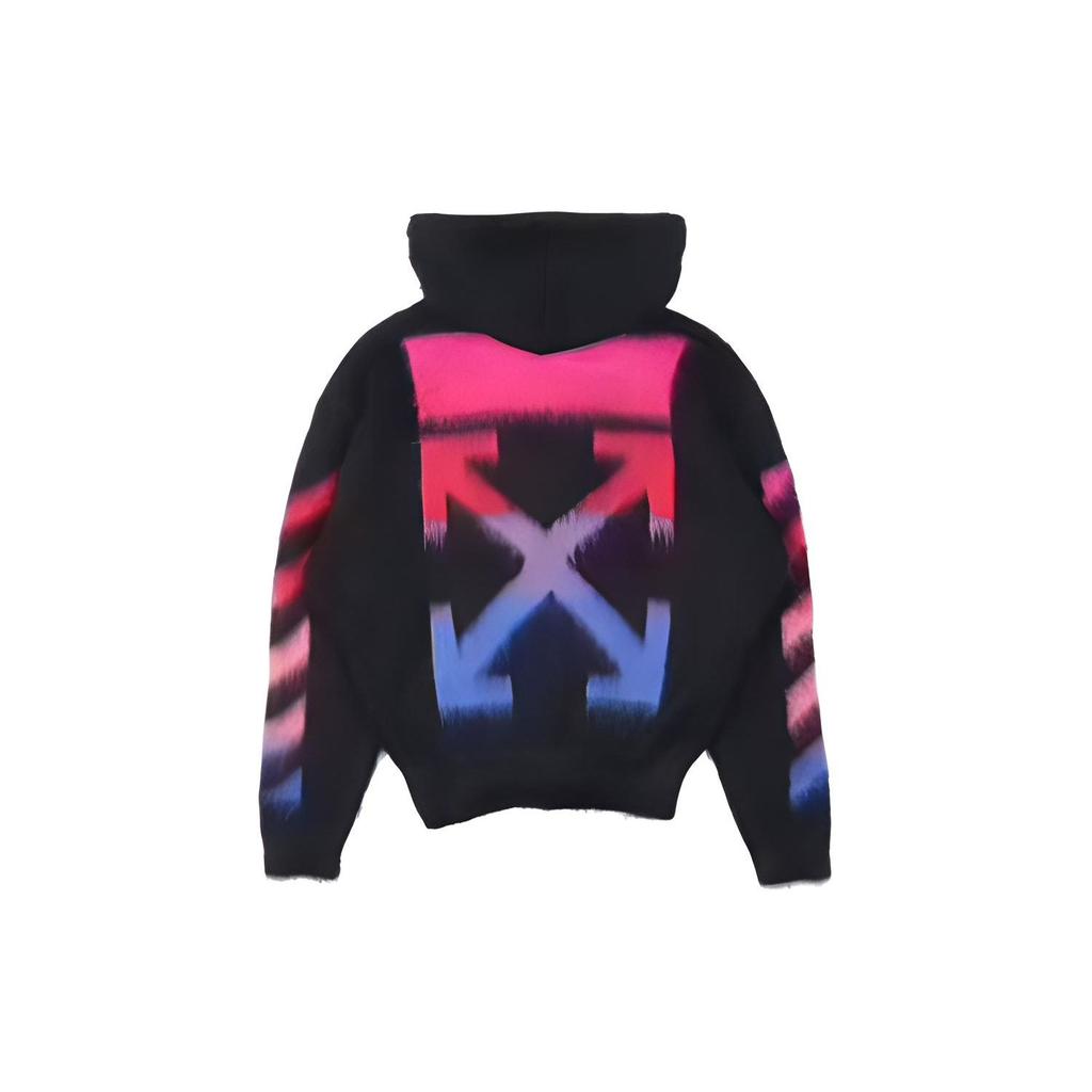 Off-White Nylon Blend Hooded Zip-Up Knitwear Men Tops Black OMHA073E19B020241088