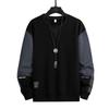 Men's Patchwork Hoodie - Trendy Loose Round Neck Pullover, Long Sleeve Layer with Plus Velvet for Spring and Autumn