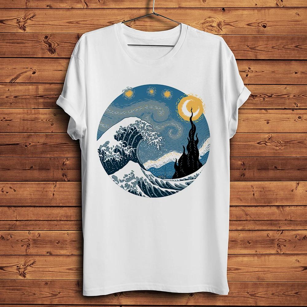 

Vintage Edo Ukiyo Style Van Gogh Starry Night Wave Funny T ShirtWhite Short Sleeve Unisex Casual Tshirtunisex Streetwear Tee S
