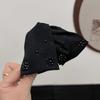 Vintage Soft Black Satin Hair Claw Rhinestone Hairpin Large Bow Ornament Women Hair Accessories