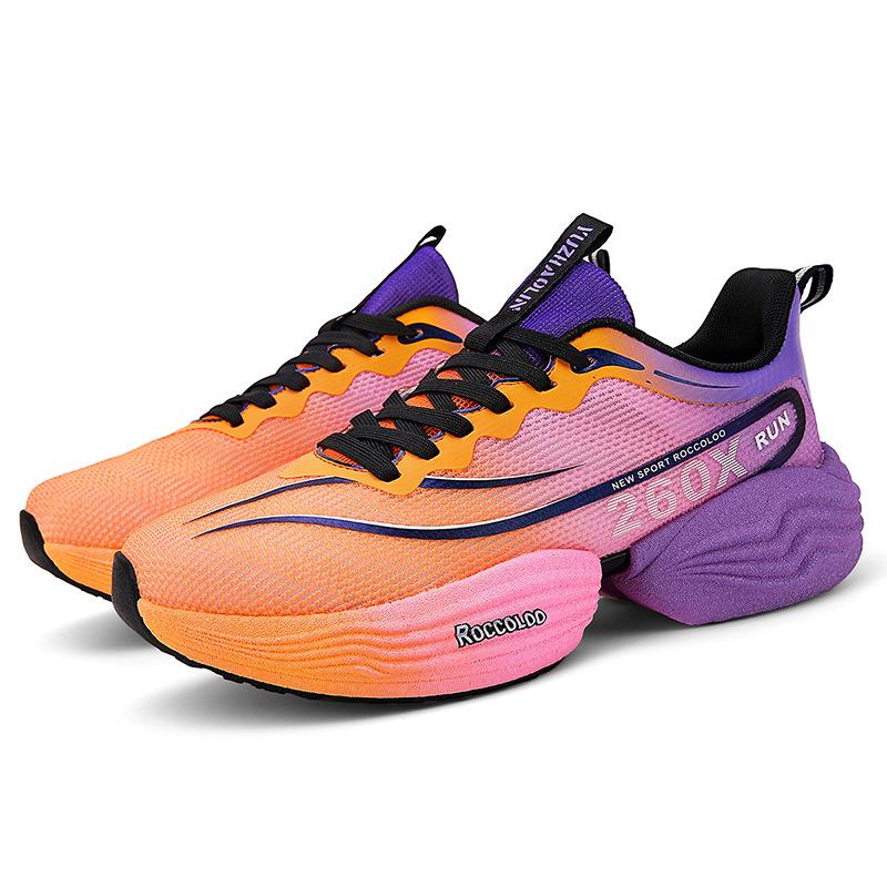 Men's shoes breathable and light sports shoes shock-absorbing carbon board running shoes couple's personalized color matching