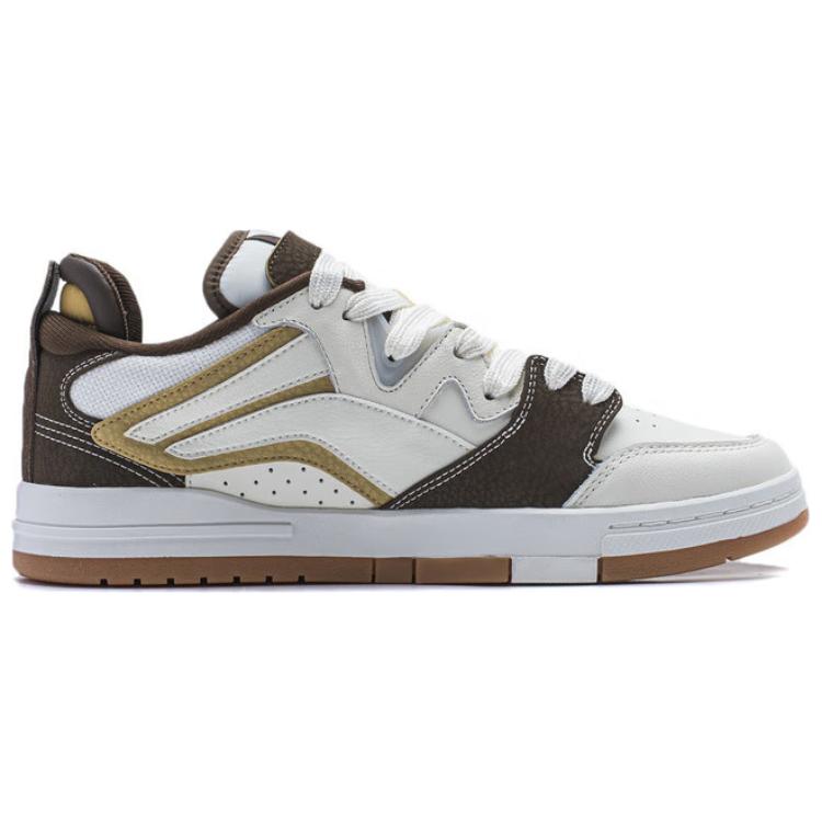 Li Ning We Wo Pro Pro Spliced Upper Fashion Versatile Comfortable Durable Non-Slip Lightweight Low-Top Skate Shoes Men sneaker White Brown AECU005-1