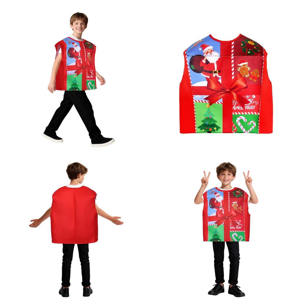 Christmas Gift Box Costume For Kids With Sponge Material For Holiday Stage Performances