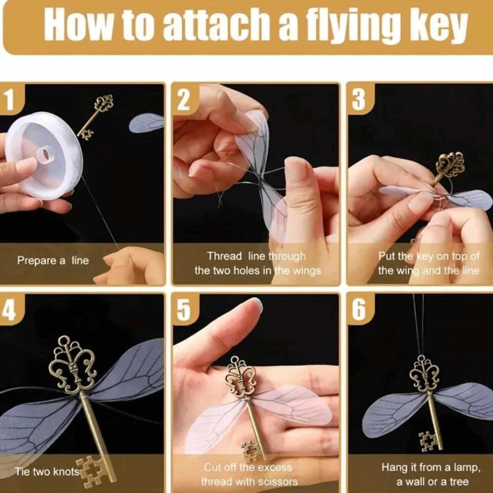 49pcs/set Realistic Skeleton Keys Dragonfly Pendant Set Christmas Tree Hanging Ornaments Gifts