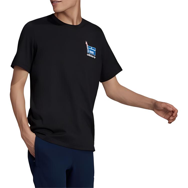 Adidas T Shirts Men's Black Crew Neck Moderate Straight Fit GN2148