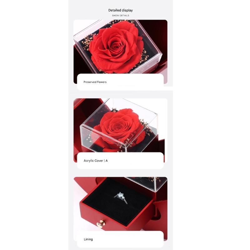 Preserved Flower Necklace Set In Box for Girlfriend Wife Anniversary Valentines Birhtday Gifts and Home Decoration