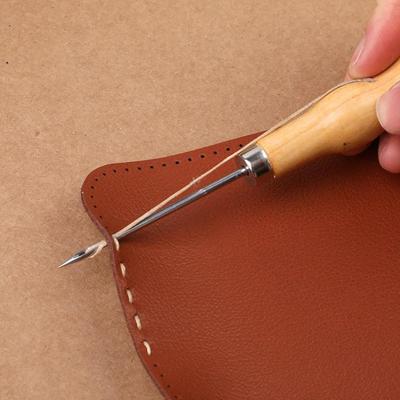 Wooden Handle Leather Sewing Awl Tool Leather Punching Tool Sewing Tools Manual Repair Hook Leather Accessories