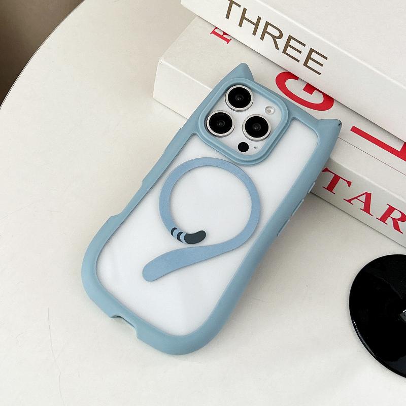 3D Cat Ear Magnetic Charging Case for IPhone 17 16 15 14 13 12 11 Pro Max 16 Plus 13 MiNi 17Air Transparent PC TPU Armor Cover