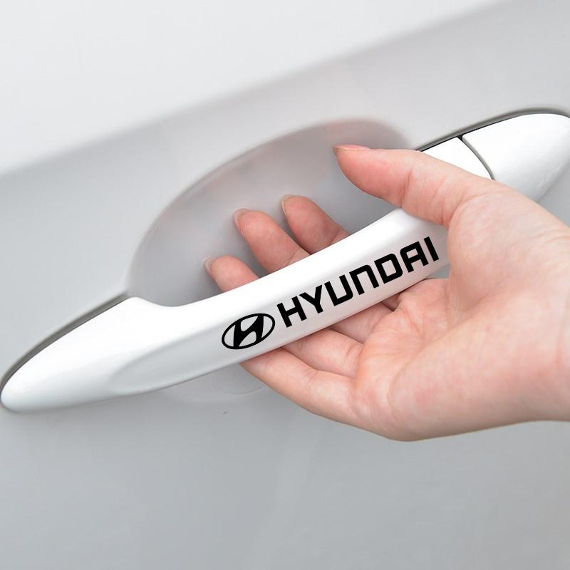 4Pcs Car Door Handle Stickers Tire Rear View Mirror Decals For Hyundai I30 Accent Creta Kona IX35 I40 Getz Sonata Elantra Veloster