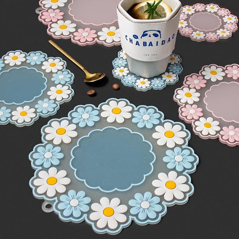 1pc Heat Insulation Coaster High Temperature Resistant Potholder Home Coaster Silicone Bowl Pad Soft Cup Mat Placemat Flower Placemat Flower Coaster