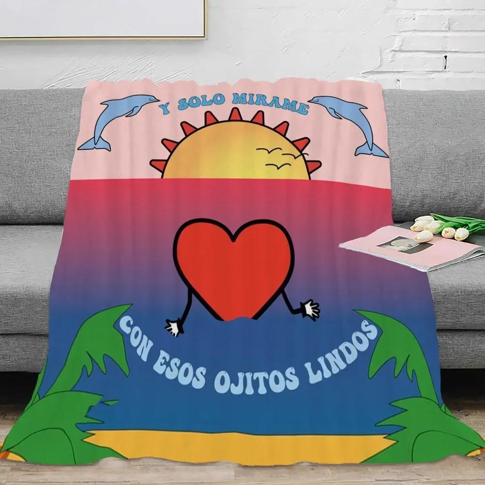 Canvas Painting Blanket Bad Bunny Un Verano Sin Ti Flannel Blankets Pop Music Album Star Warm Throw Blankets for Travel Bedding