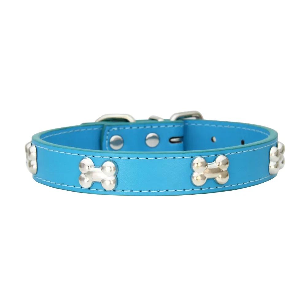 New pet PU leather bone dog collar for cross - border spot wholesale, can be matched with traction belt