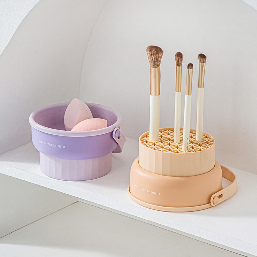 Makeup Brush Cleaning Bucket Washing And Drying Tools Beauty Makeup Powder Puff Cleaning Artifacts Drying Rack Storage Box