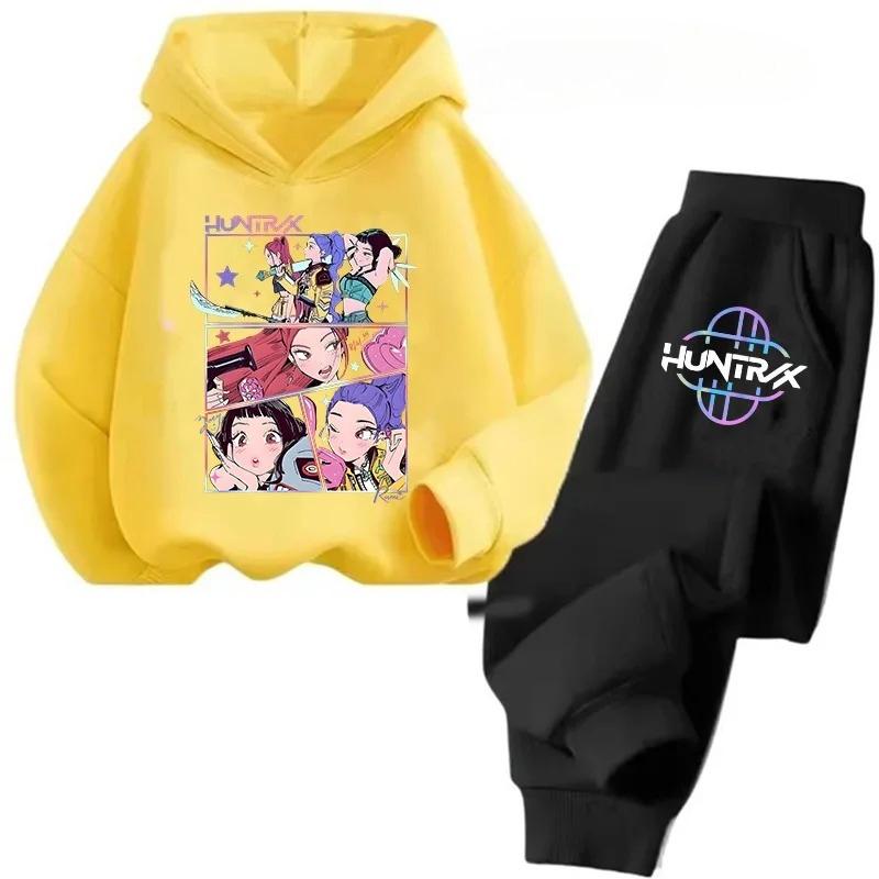 Children's Hoodie Kpop Devil Hunter Printed Hoodie+Anime Cartoon Pants Girl and Boy Set