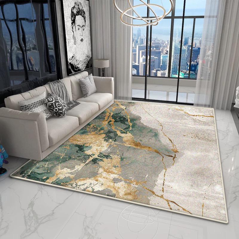 Abstract Marble Style Living Room Carpet Light Luxury Decoration Bedroom Bedroom Plush Rug Home Cloakroom Non-slip Door Mat Soft