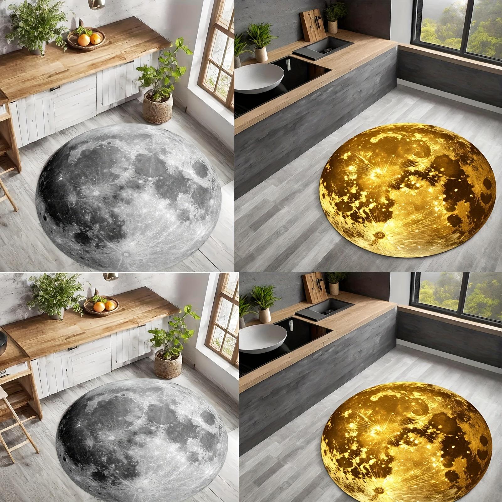 

Moon Surface Area Rug - Creative Lunar Crater Decorative Floor Mat for Living Room, Kitchen Diameter 60cm