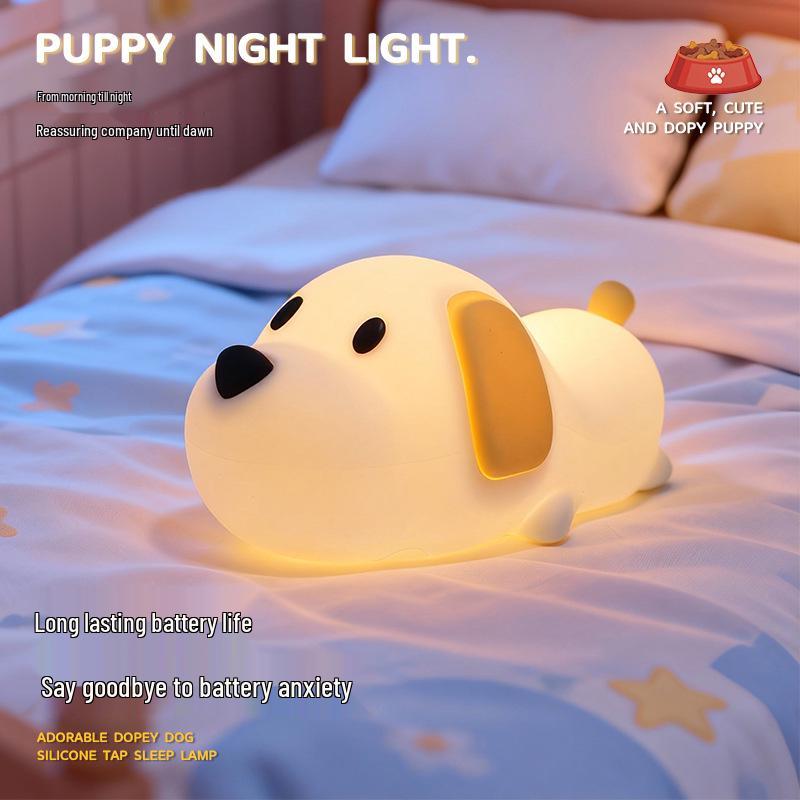 Wanhuo Rechargeable Puppy Silicone Night Light - Cute Bedside Lamp, Ideal Birthday Gift for Boys and Girls.