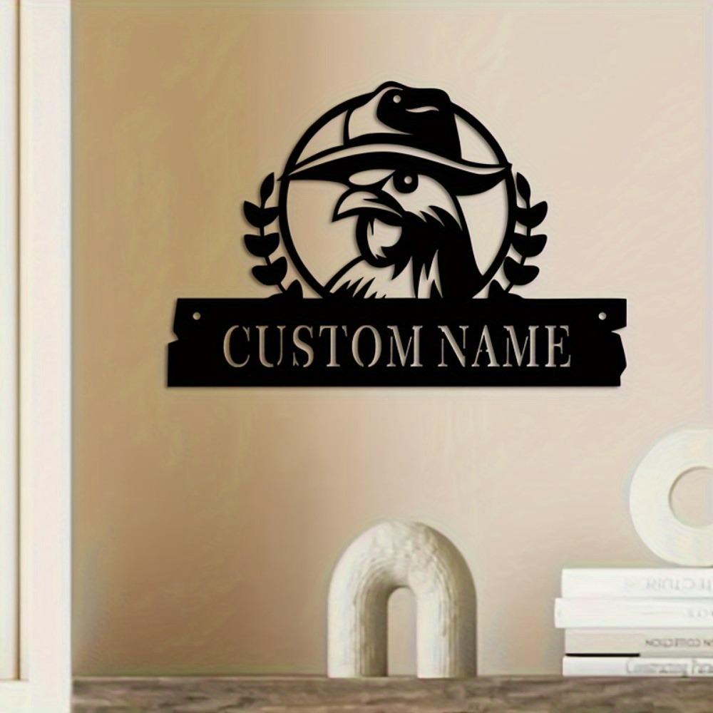 Metal Rooster Wall Art Black Rustic Home Decor Outdoor Garden Sign